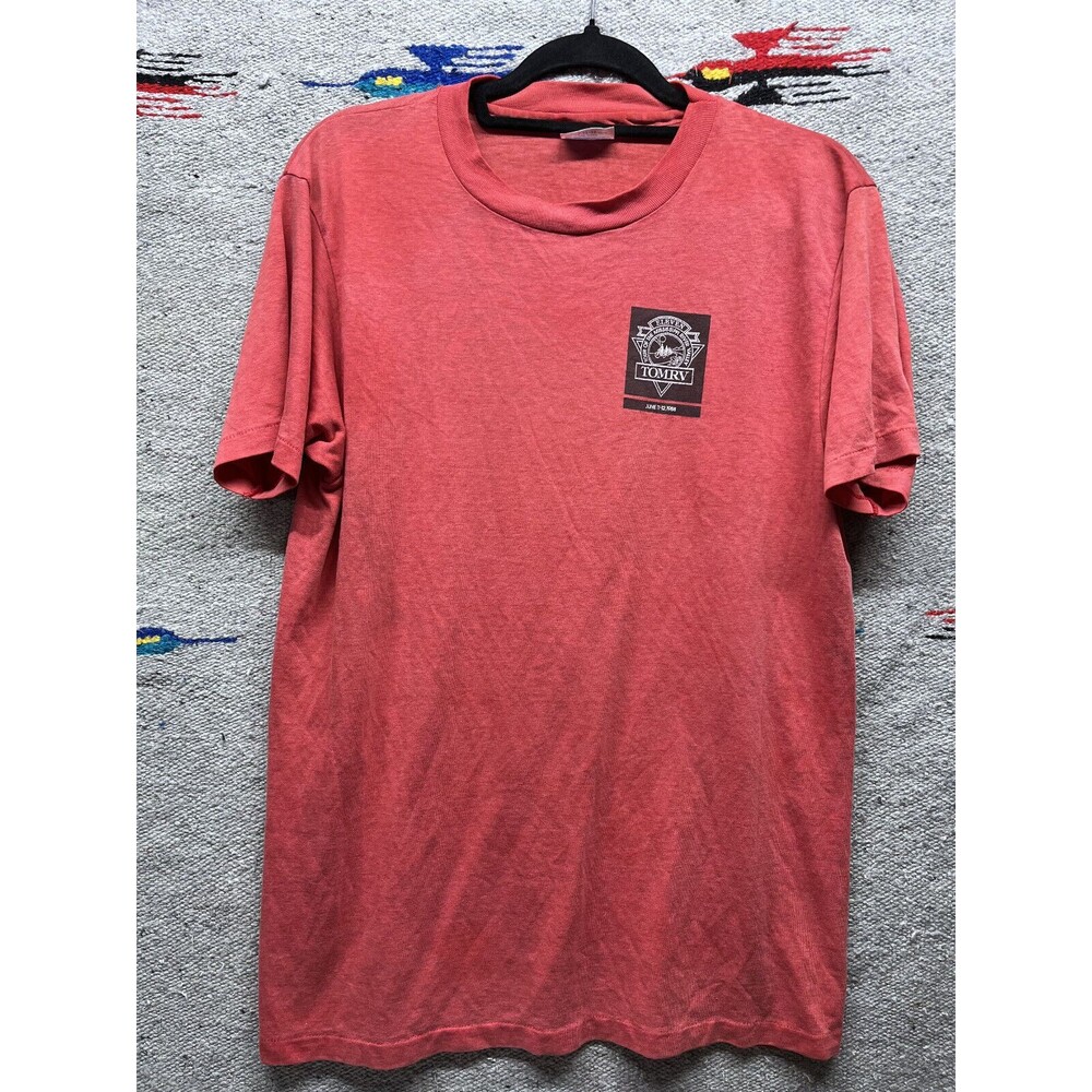 Vintage 80s single stitch bicycle cycling TOMRV t shirt paper thin soft large